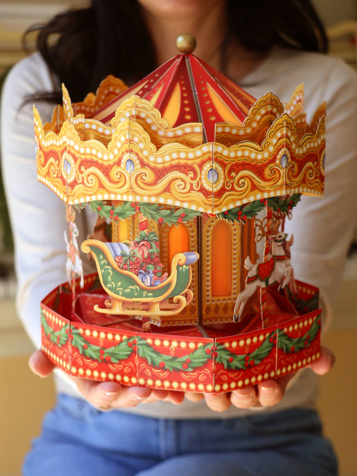 Christmas Carousel Holiday Pop-Up Card