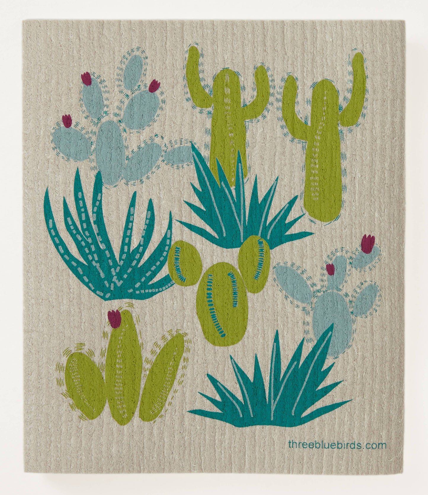 Cacti on Sand Swedish Dishcloth