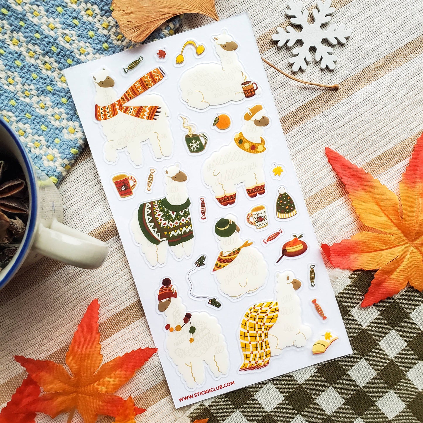 Lovely Winter Llamas Sticker Sheet