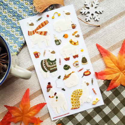 Lovely Winter Llamas Sticker Sheet