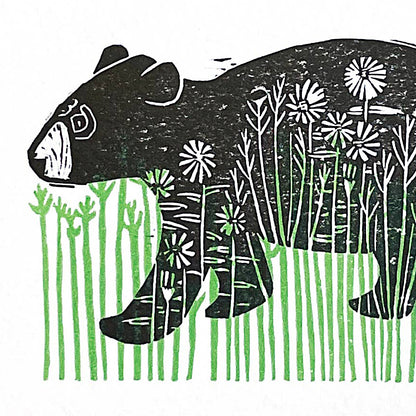 Bear In Grass Blank Card