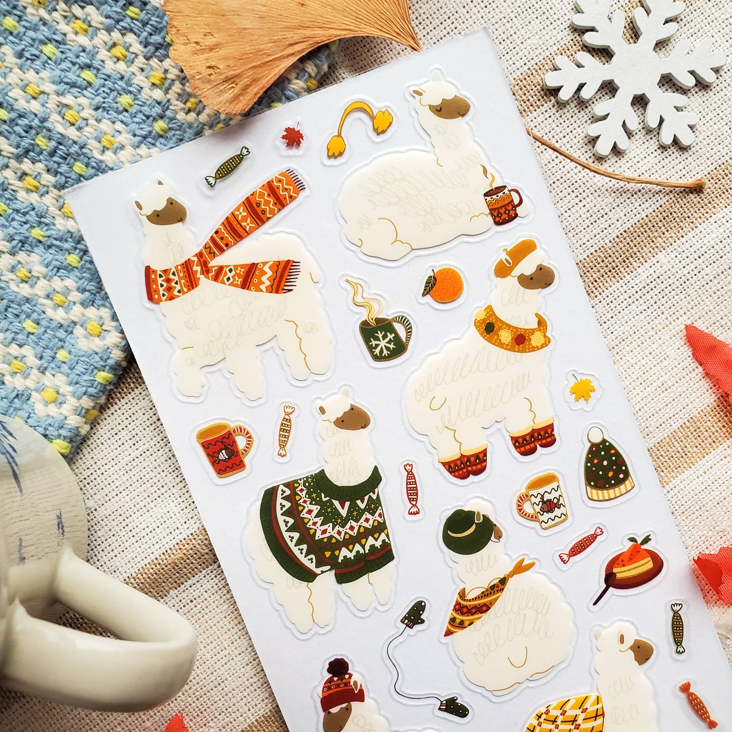 Lovely Winter Llamas Sticker Sheet