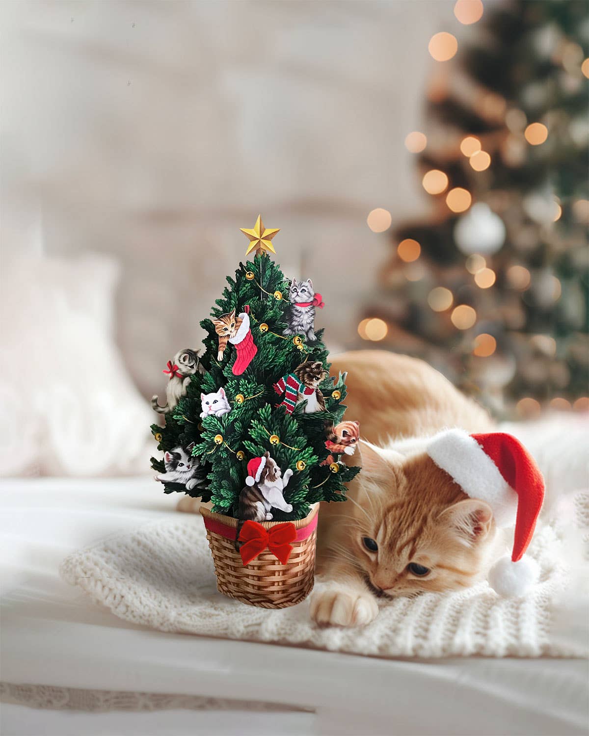 Meowy Christmas Tree Holiday Pop-Up Card