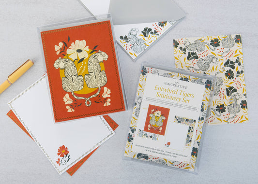 Jungle Tiger Floral Luxury Stationery Set