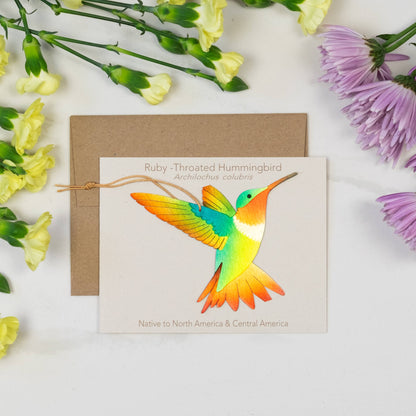 Ruby-Throated Hummingbird Ornament + Notecard