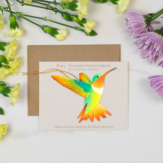 Ruby-Throated Hummingbird Ornament + Notecard