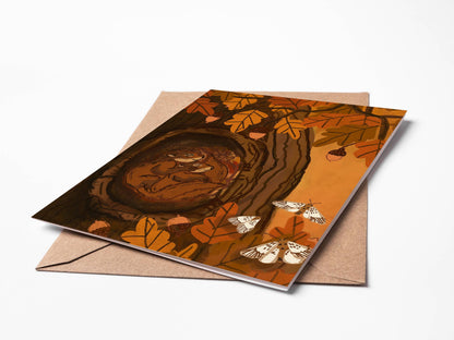Autumn Squirrels Blank Card