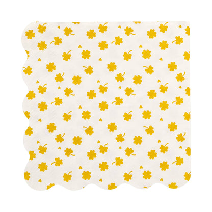 Shamrocks Gold Foil Scallop Cocktail Napkins