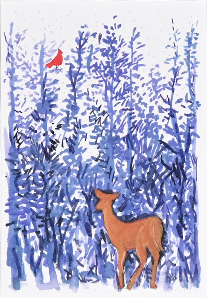 Winter Woodcut Small Boxed Holiday Cards