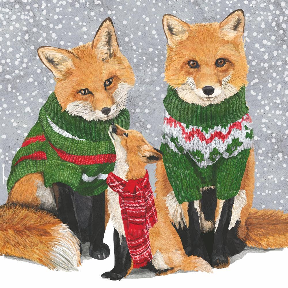 Sweater Foxes Holiday Beverage Napkins