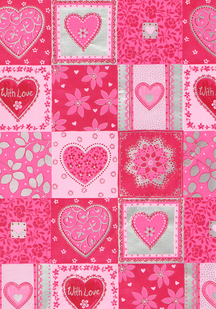 With Love Heart Patchwork Wrap, Set of 2 Rolls