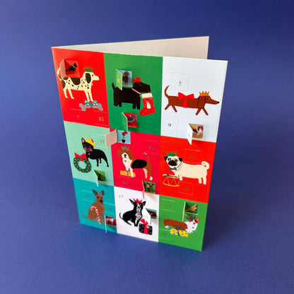 Festive Dog Advent Calendar Holiday Card