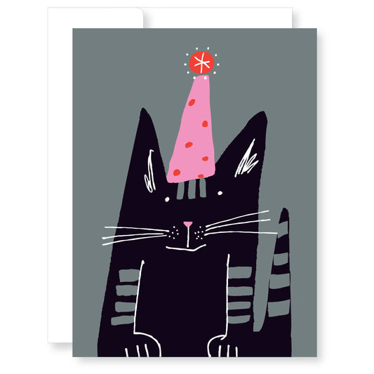 Party Cat in Hat Birthday Card