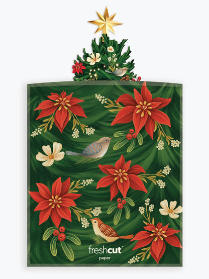 Light Up Twinkling Poinsettia Christmas Tree Holiday Pop-Up Card