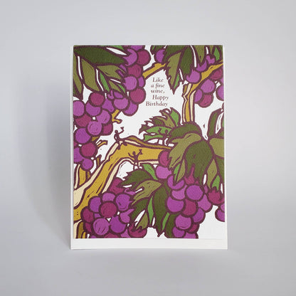 Fine Wine Grape Vine Birthday Card