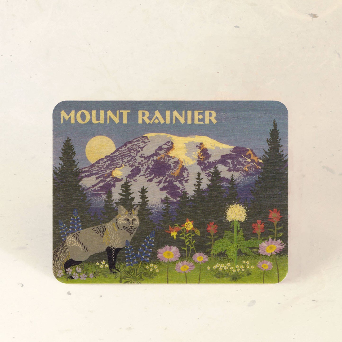Mt. Rainier Wooden Postcard