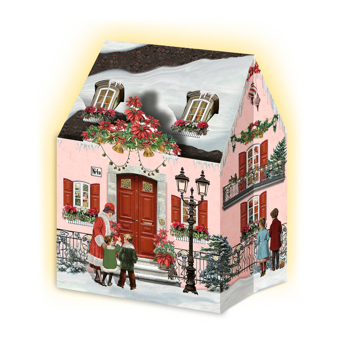Mini Christmas House Lanterns Advent Calendar Card