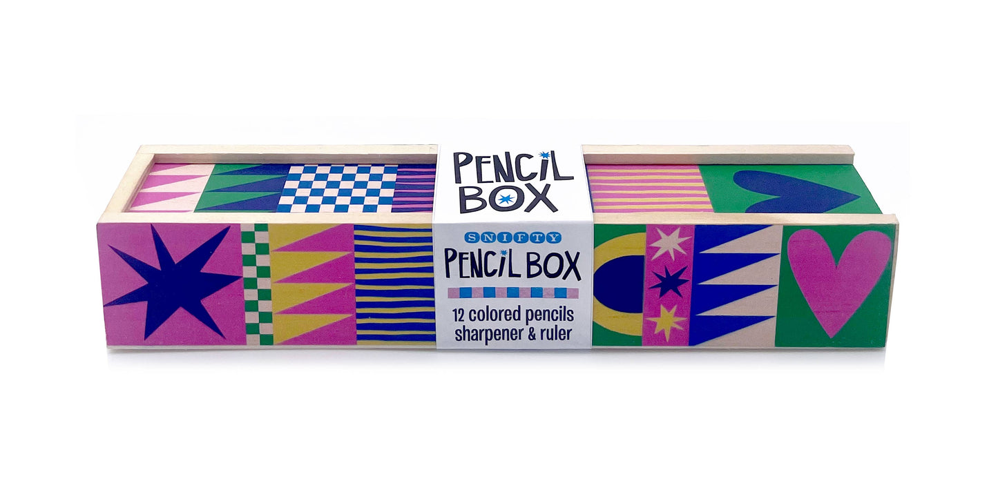 Geo Love Colored Pencil and Wooden Pencil Box Set