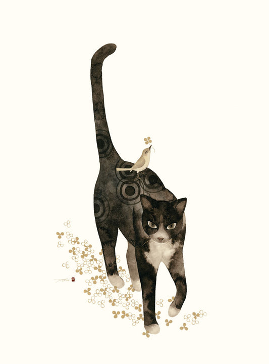 Cat with Bird Foil Father's Day Card