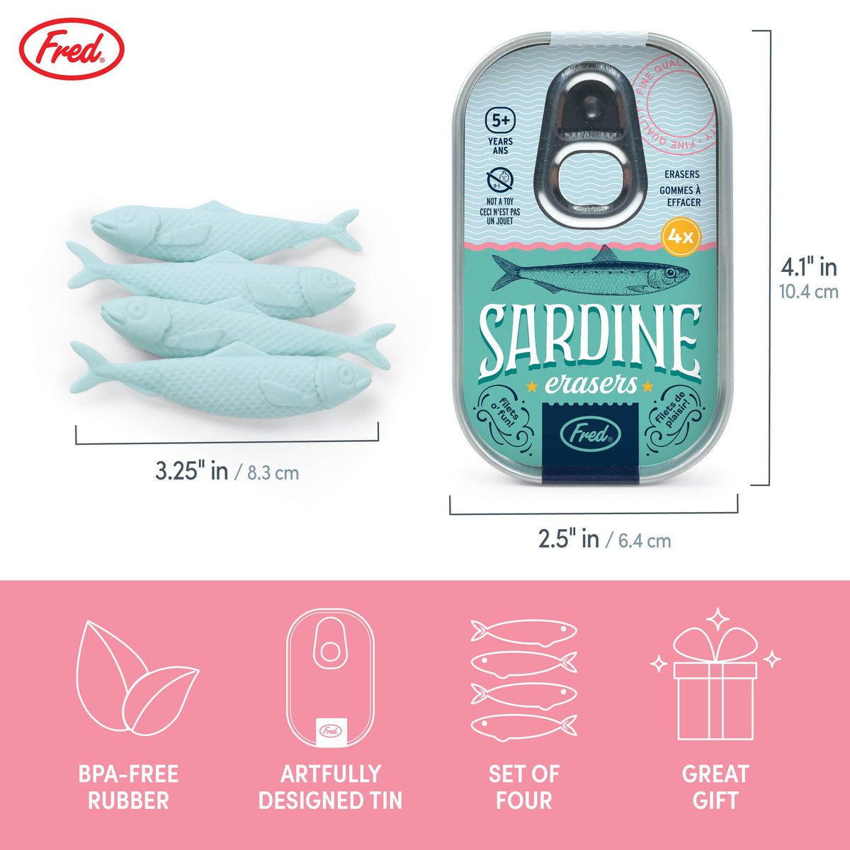 Sardine Erasers Tin