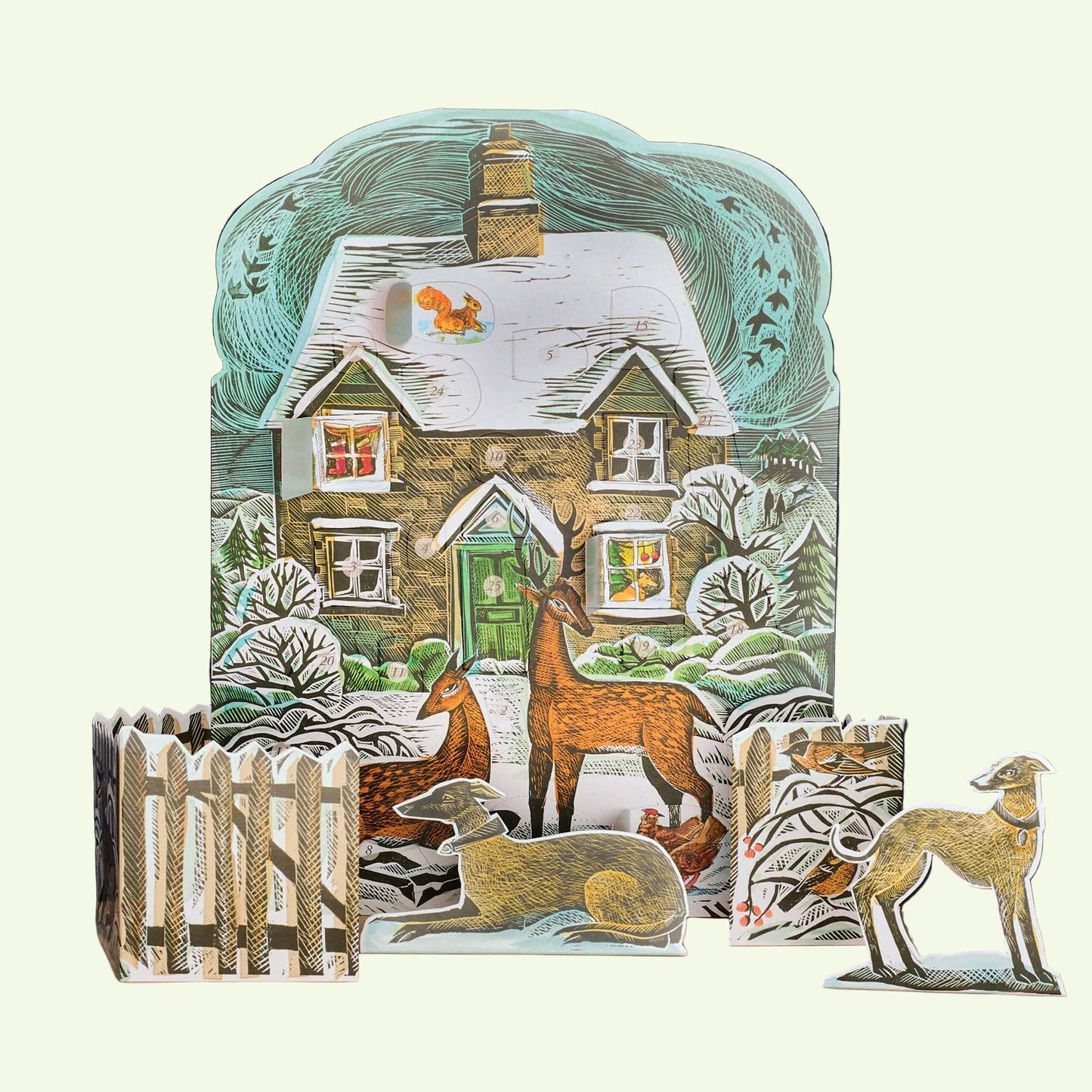 Christmas Cottage Dogs & Deer Advent Calendar
