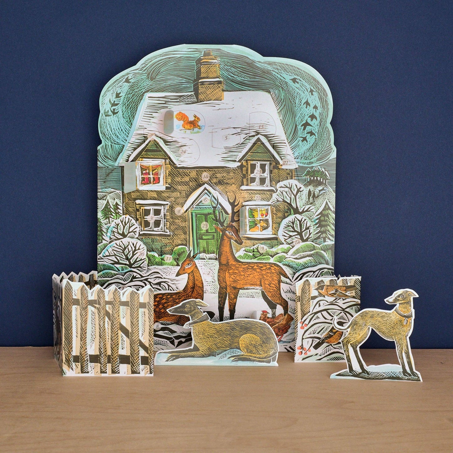 Christmas Cottage Dogs & Deer Advent Calendar