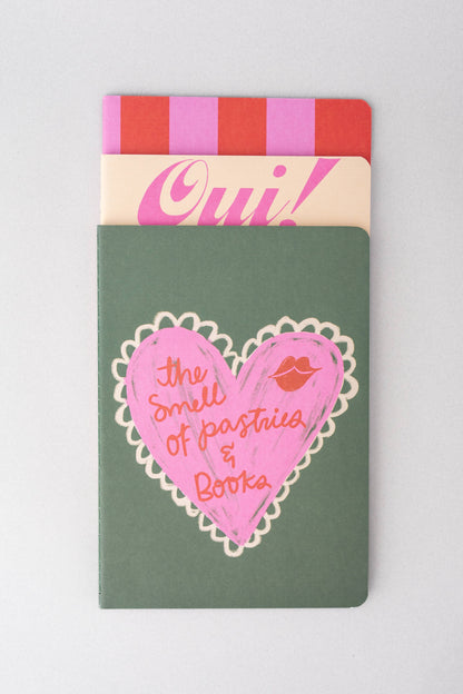 Pastries and Books Notebook, Set of 3