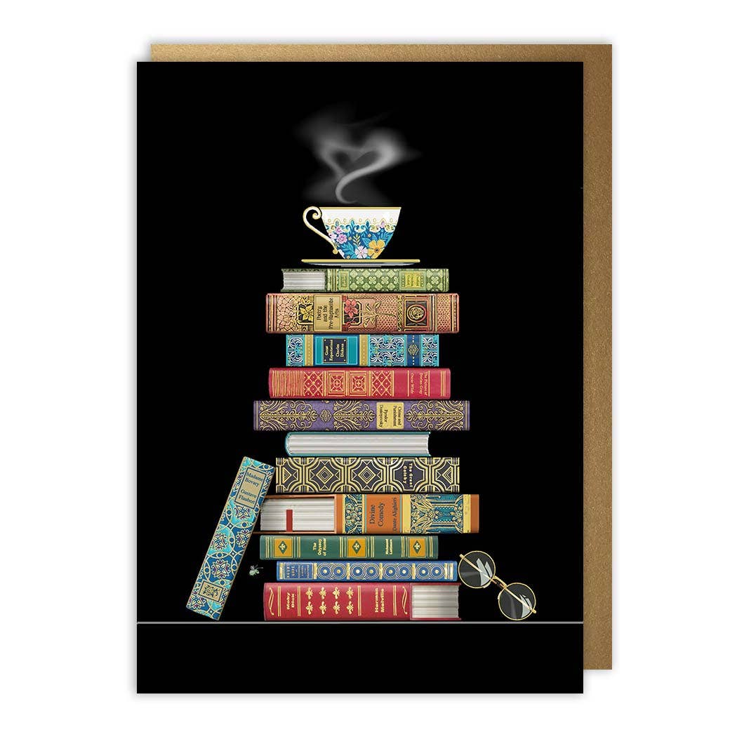 Stack of Books Blank Card