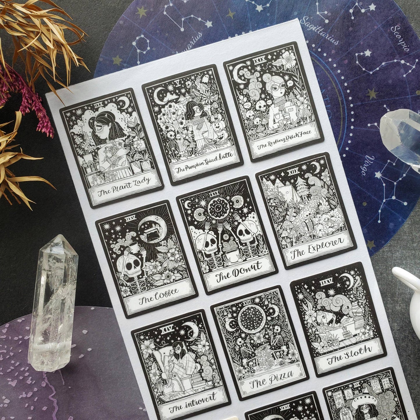 Black & White Tarot Sticker Sheet