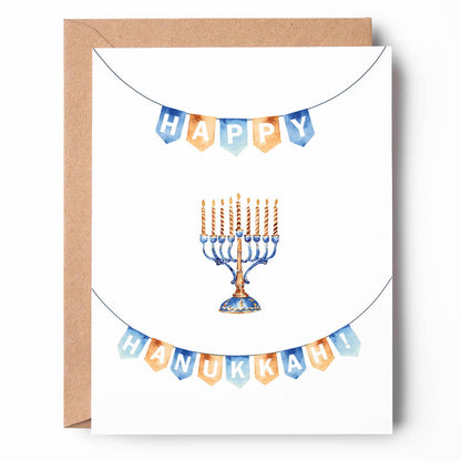Menorah & Banner Hanukkah Card