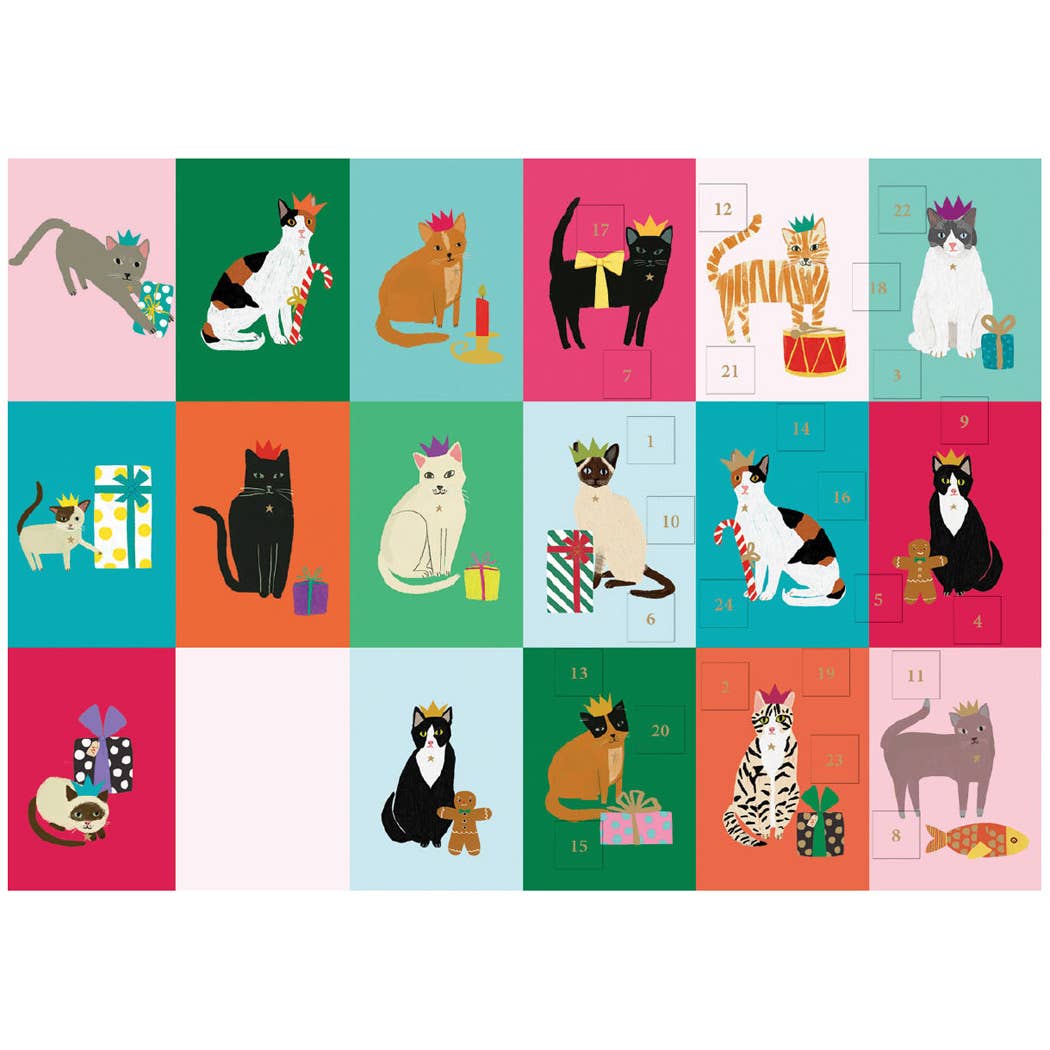 Festive Cat Advent Calendar Holiday Card