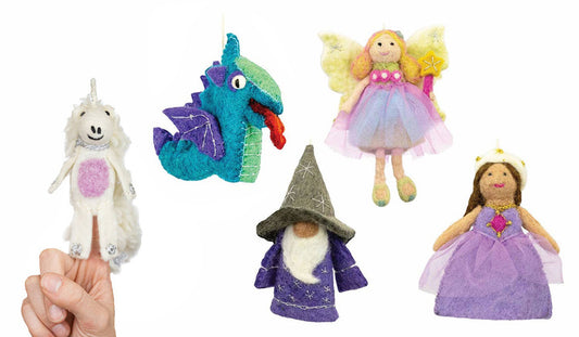 Fairy Tale Woolie Finger Puppets, Set of 5