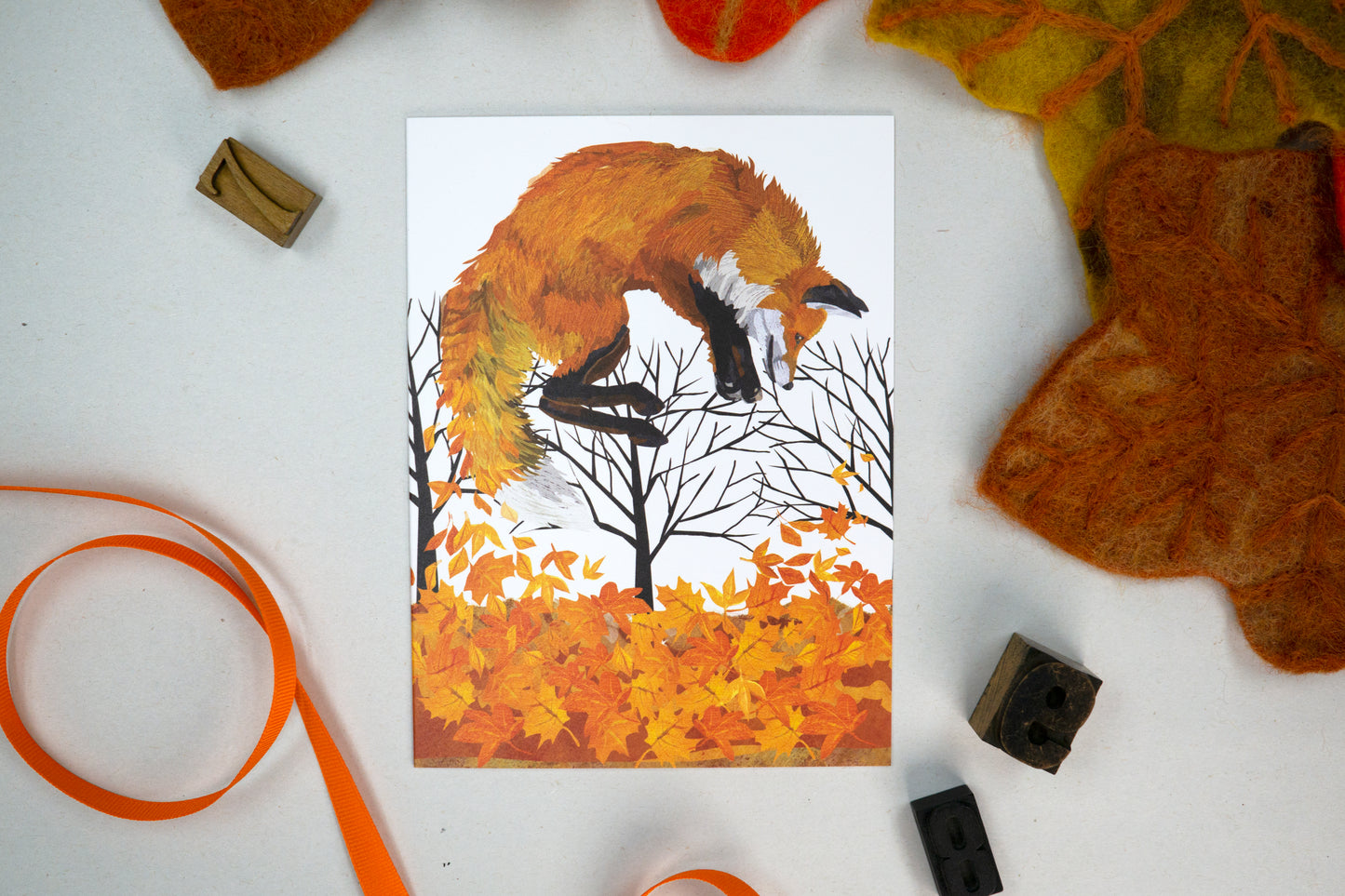 Fox Leaves Card