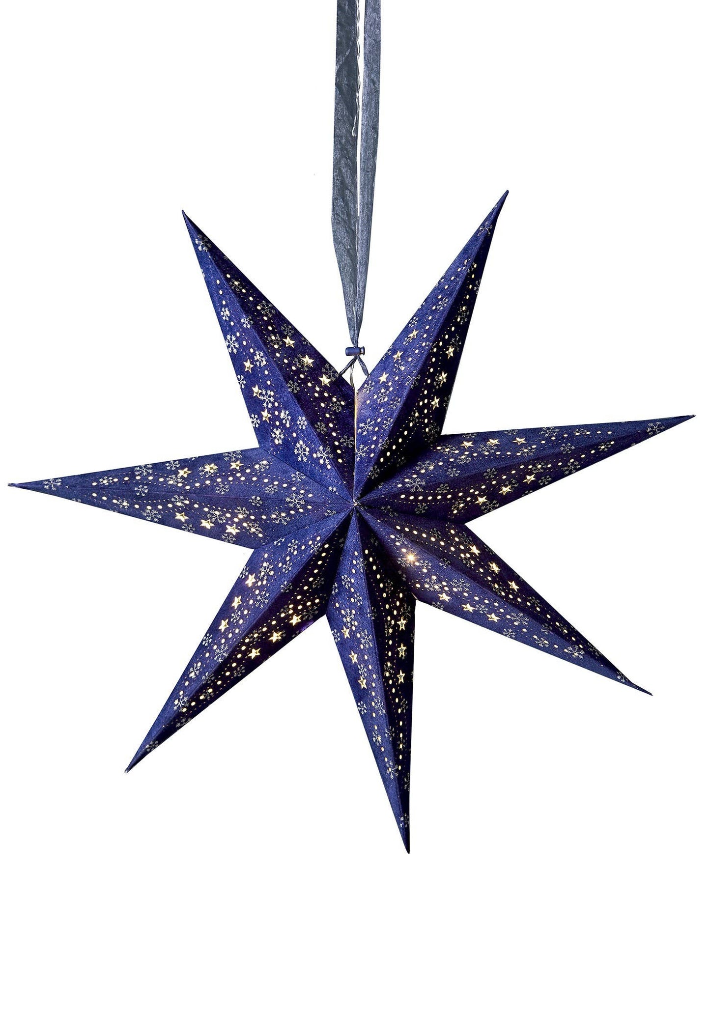 Blue Velvet Star LED Lit Hanging Decor