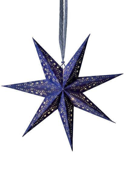 Blue Velvet Star LED Lit Hanging Decor