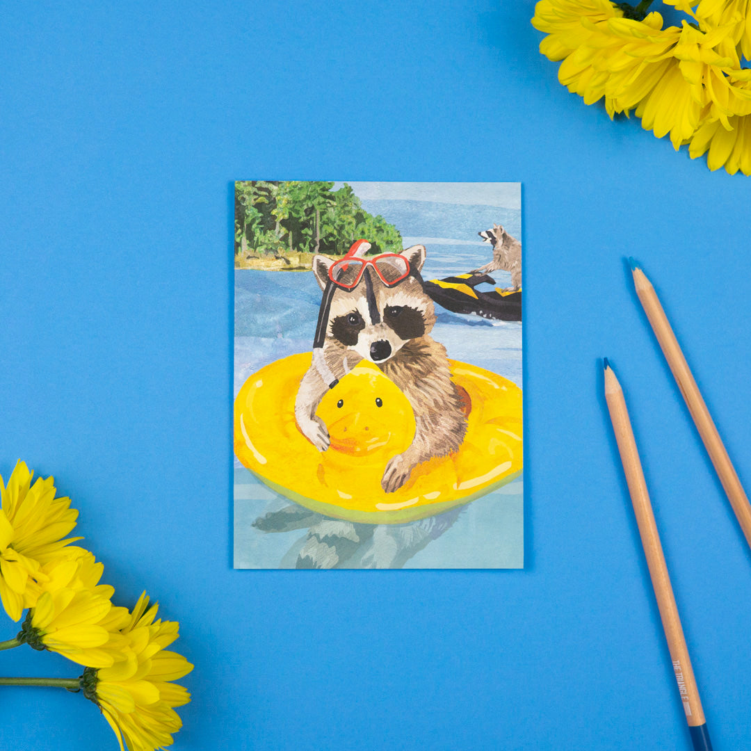 raccoon card sleeves Raccoon Summer Card Single Card Blank
