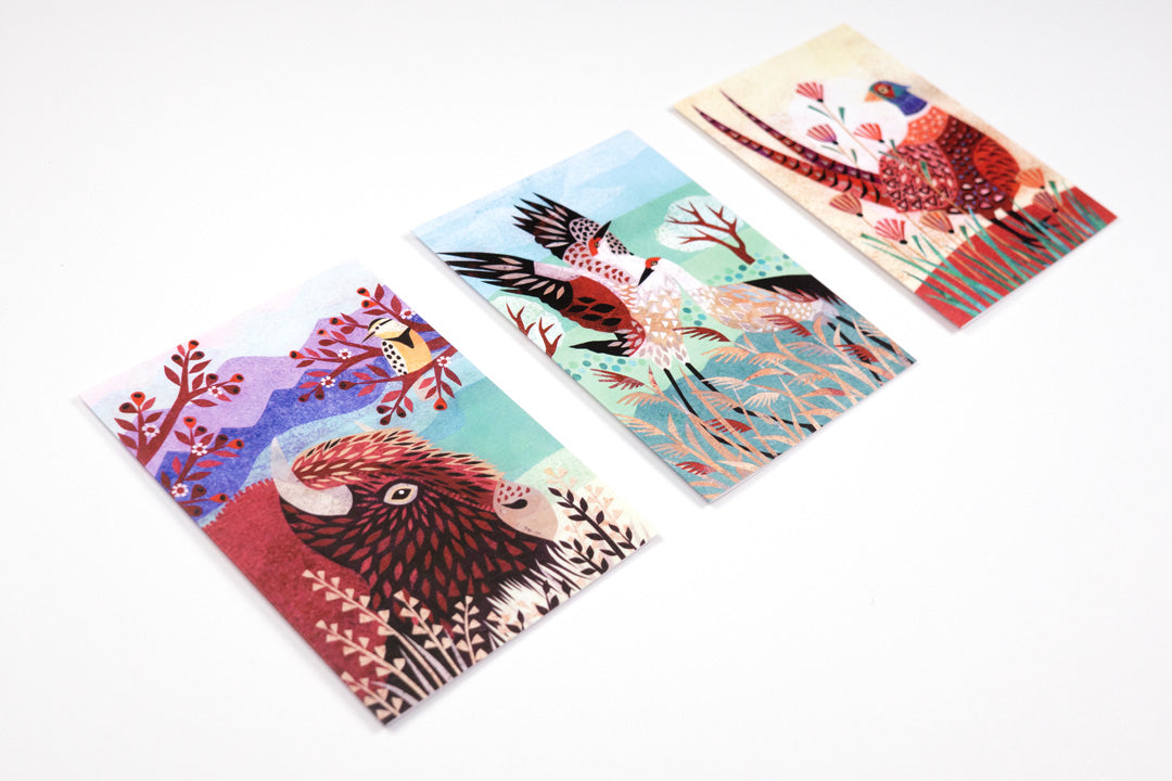 Bison and Crested Bird Card