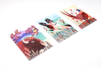 Bison and Crested Bird Card