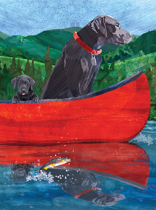 Black Labs Canoe Father's Day Card
