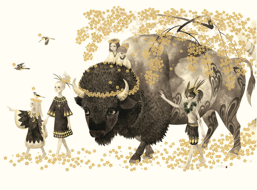 Buffalo with Kids Foil Embossed Cards