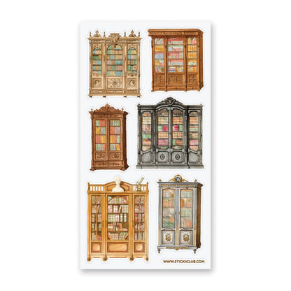 Antique Bookshelves Sticker Sheet