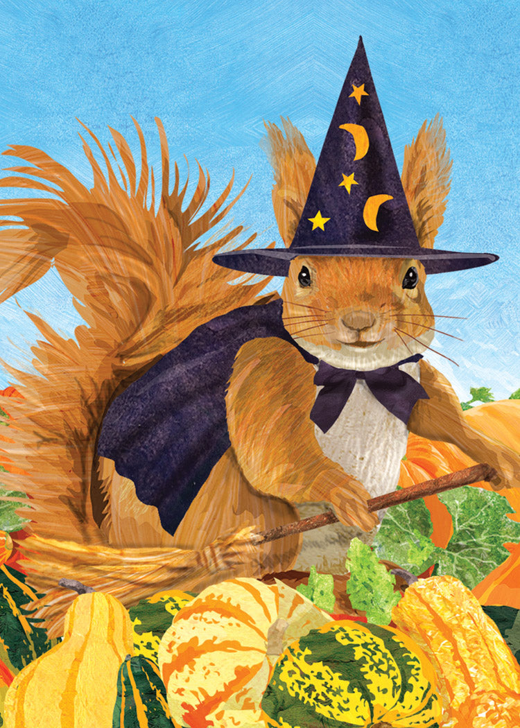 Squirrel Witch Halloween Card