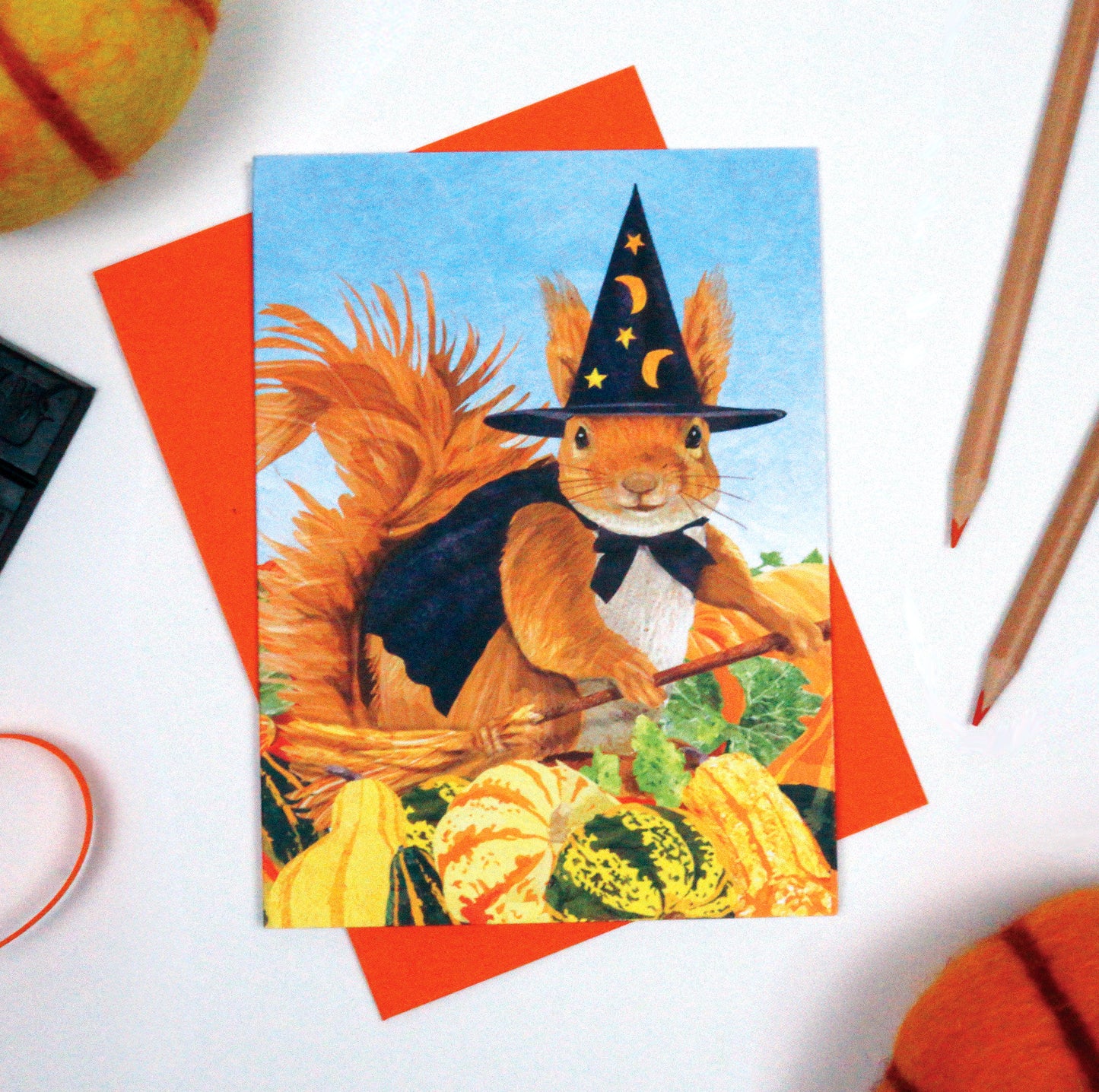 Squirrel Witch Halloween Card
