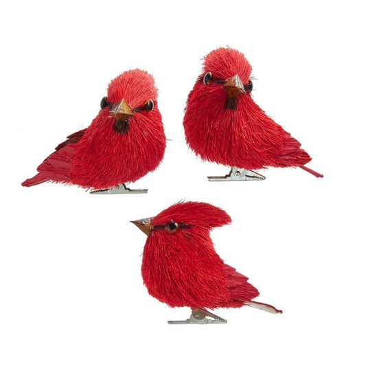 Cardinal Wooden Ornament, Set of 3