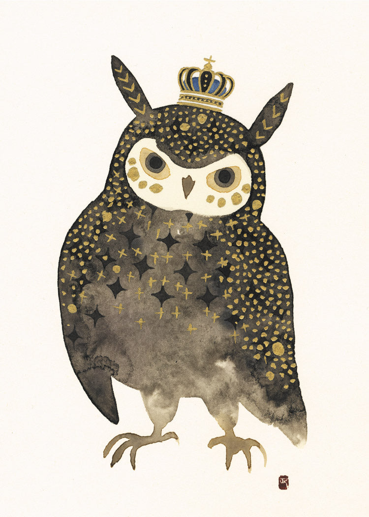 Owl with Crown Foil Embossed Birthday Card