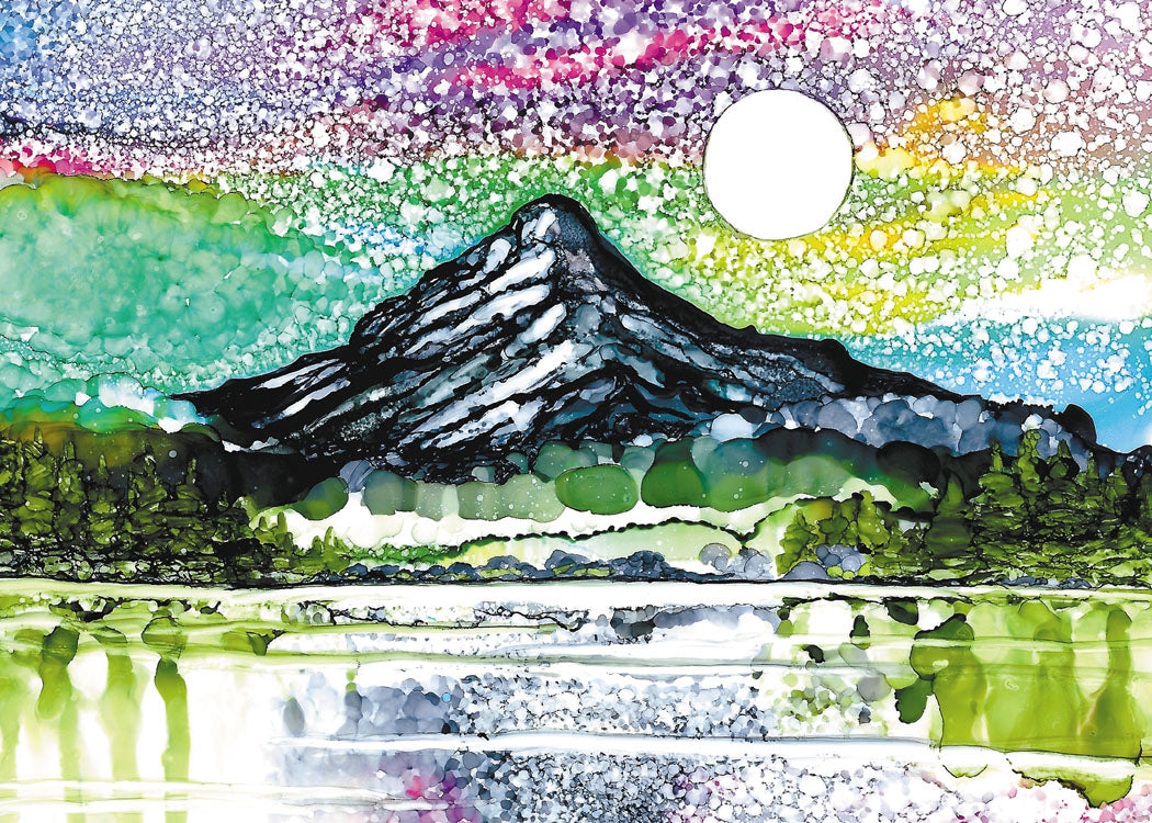 Moon Over Mount Hood Blank Card