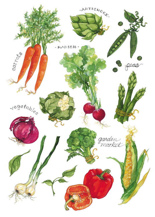 Field Guide to Garden Vegetables Blank Cards