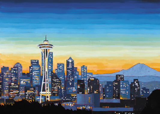 Seattle Skyline & Mount Rainier Blank Cards