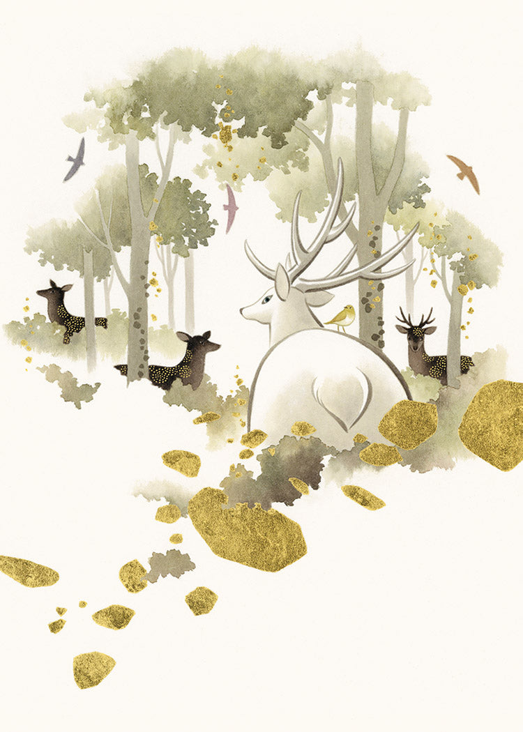 Gentle Deer in Forest Birthday Card