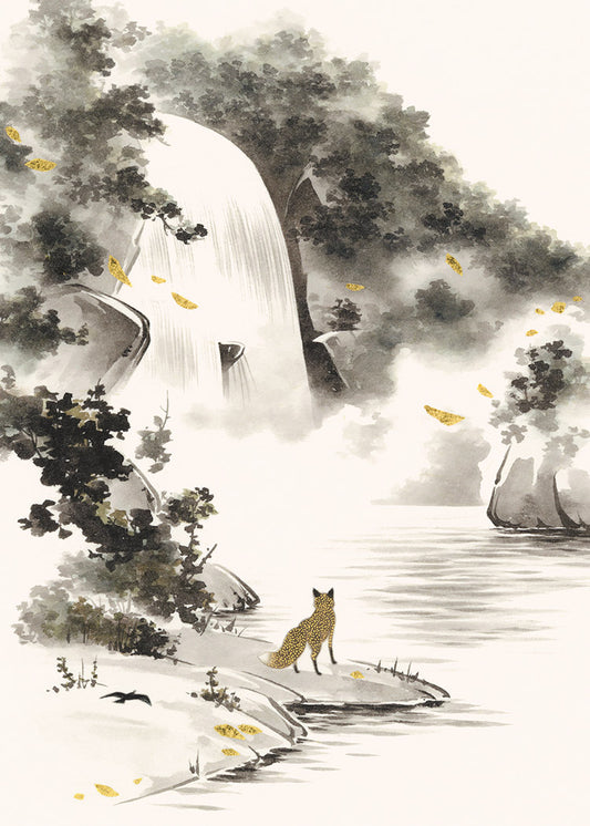 Waterfall Fox Sympathy Cards
